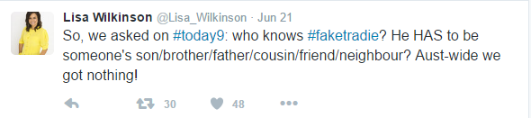 Wilkinson Fake tradie tweet