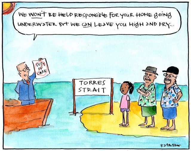 May be an image of text that says "WE WON'T BE HELA RESPONSIBLE FOR youR HOME going UNDERWATER But WE CaN LEOVE VE you HigH aND PRY... DUTY OF OF CARE TORRES STRAIT (atausker"